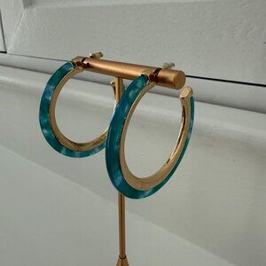 Aqua & Gold Statement Hoop Earrings 🌊✨